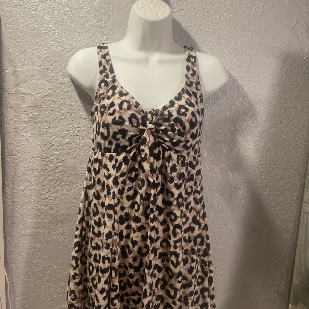 Leopard Print Sleeveless Swinsuit Dress